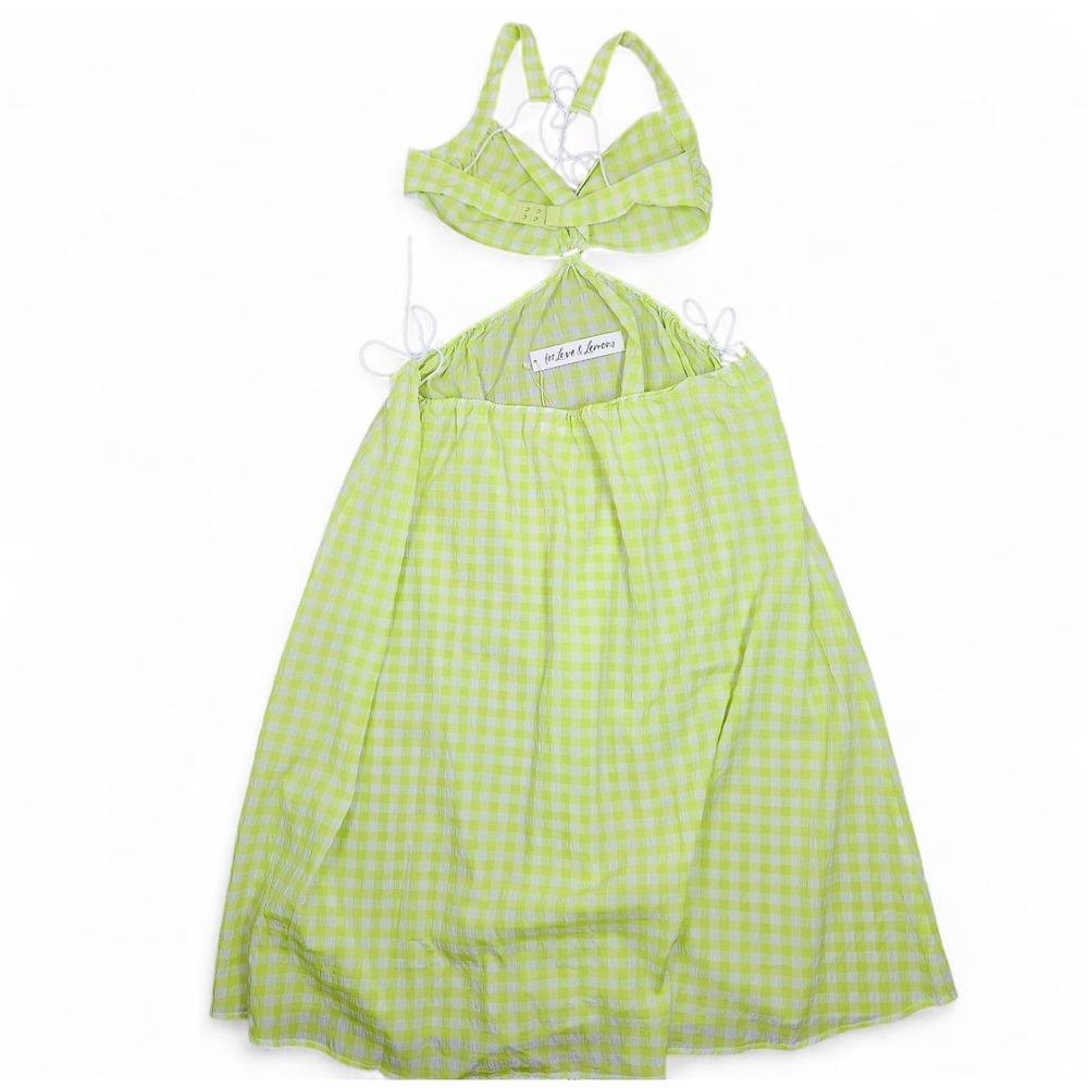 For Love And Lemons Lime Check Midi Dress gingham cut out. Fun flirty sexy - Picture 3 of 10